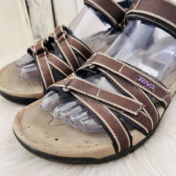 Teva Tirra Brown Strappy Outdoors Hiking Walking Sandals Shoc Pad - Size 8 - Picture 2 of 8